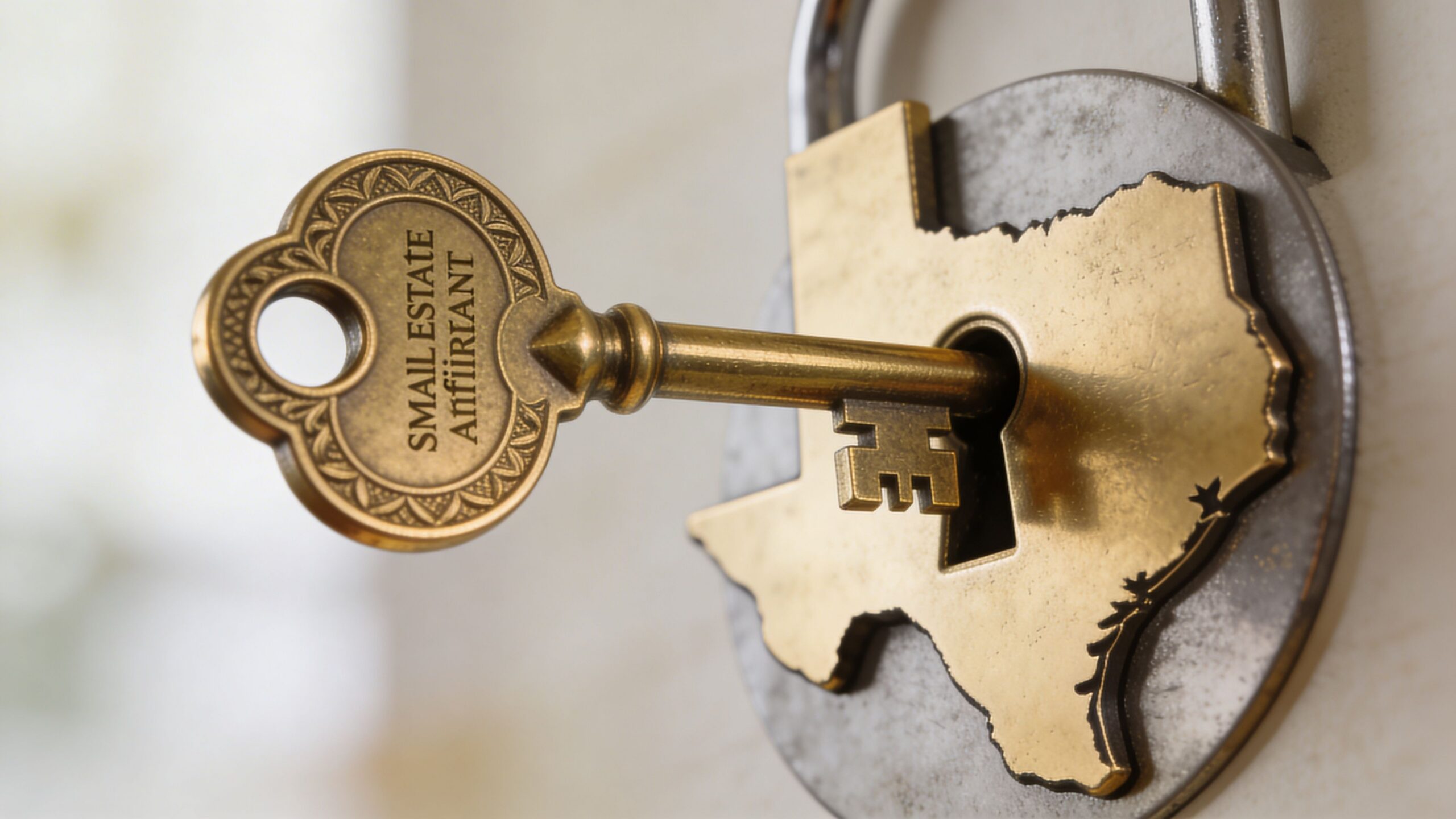 Una llave antigua insertada en una cerradura con forma de mapa del estado de Texas en Estados Unidos.