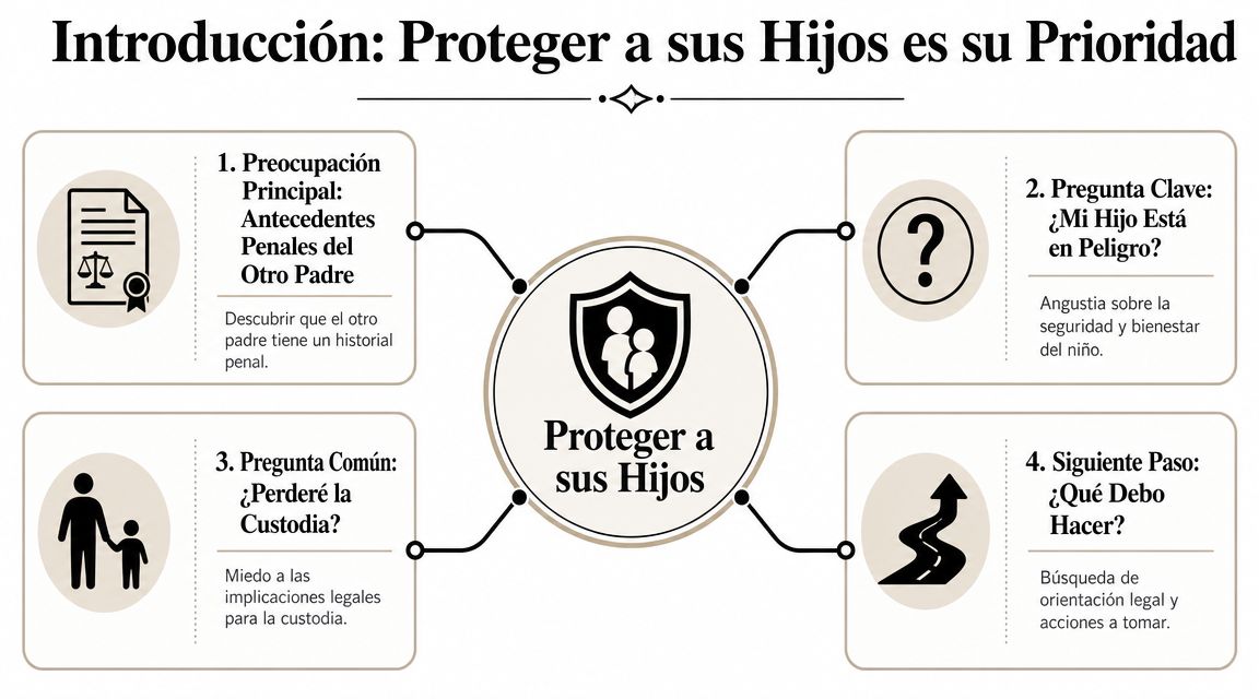 Infografía sobre cómo proteger a sus hijos cuando el otro progenitor tiene antecedentes penales graves.
