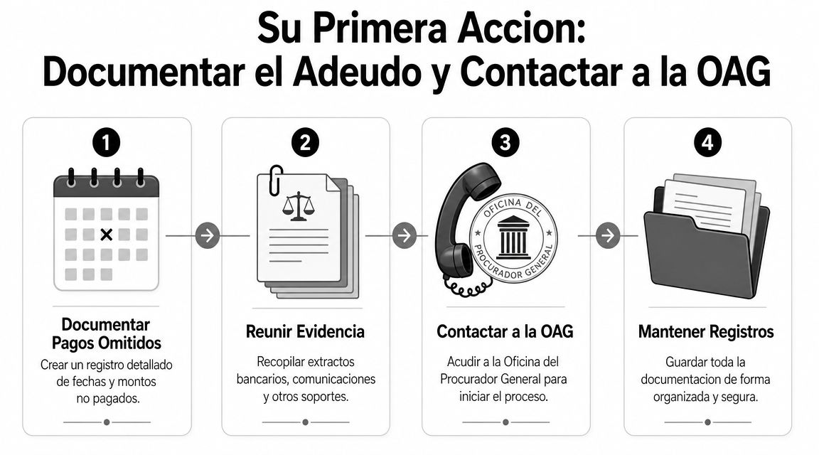 Su primera acción: Documentar el adeudo y contactar a la OAG
